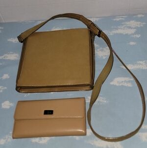 Mondani Elegant Tan Shoulder Bag and Wallet Set